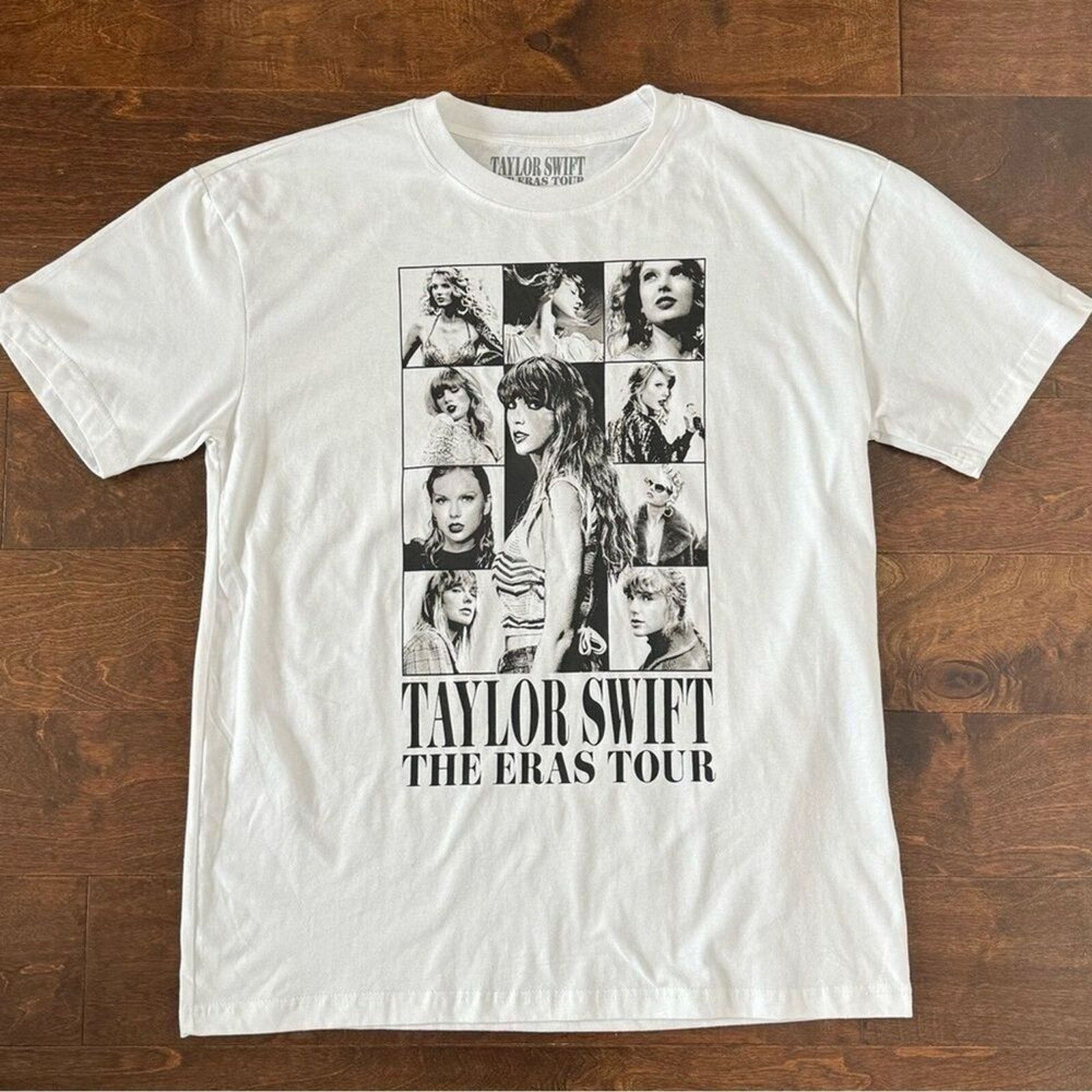 NEW The Eras Tour White Short Sleeve Tee Taylor Swift Merch T-Shirt Black Logo