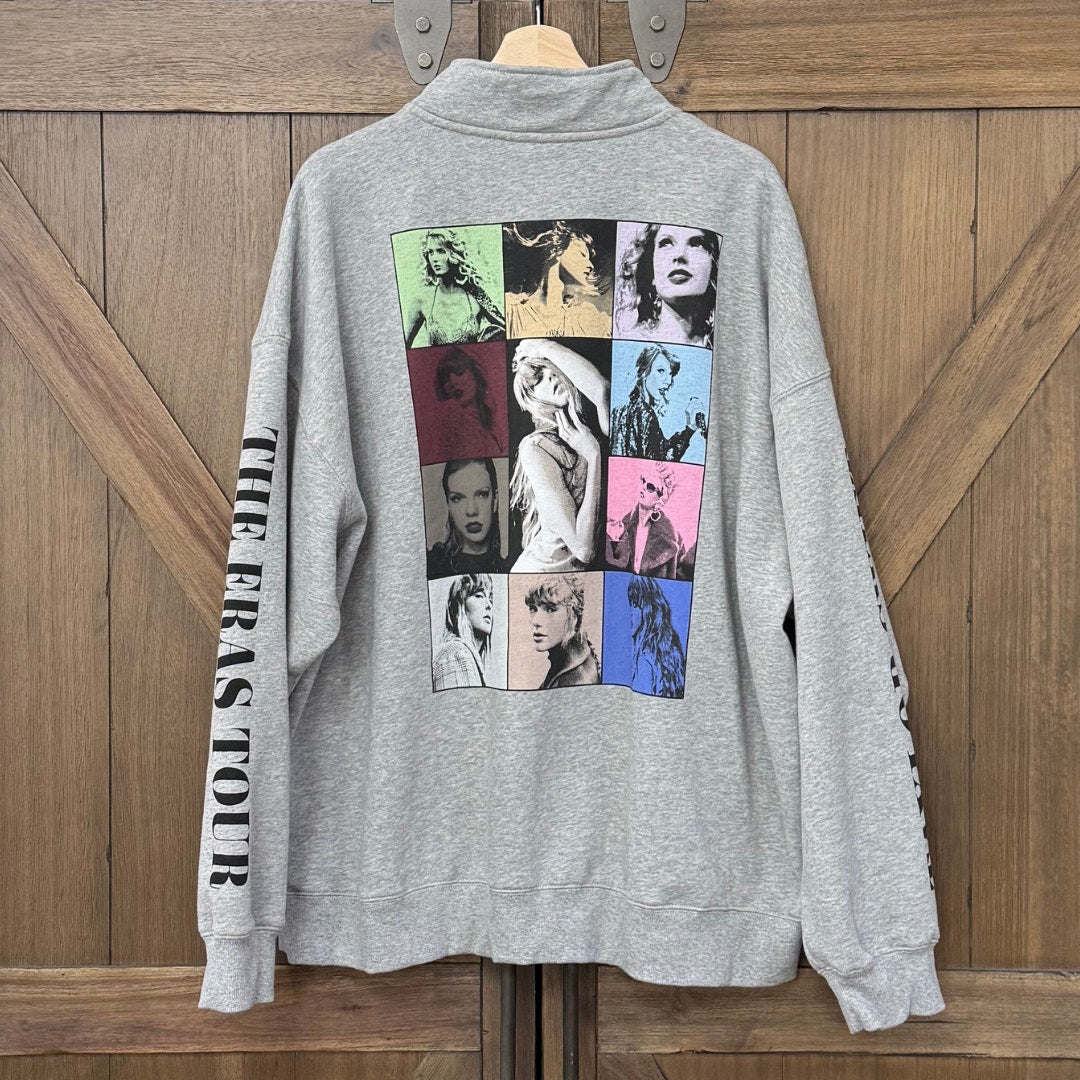NEW Eras Tour II TTPD Version Gray Quarter Zip Sweatshirt Taylor Swift 3XL XXXL