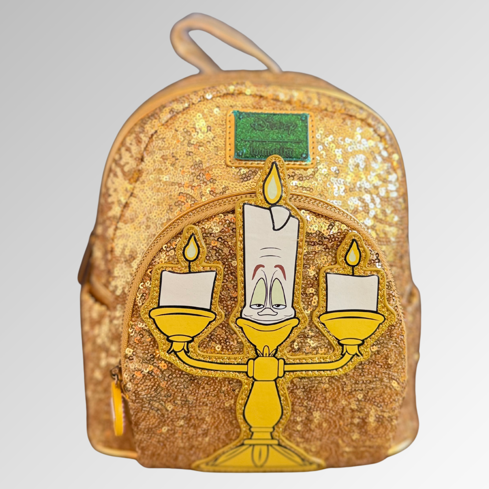 Loungefly Disney Beauty and The Beast Lumiere Sequin Mini Backpack AUTHENTIC NWT