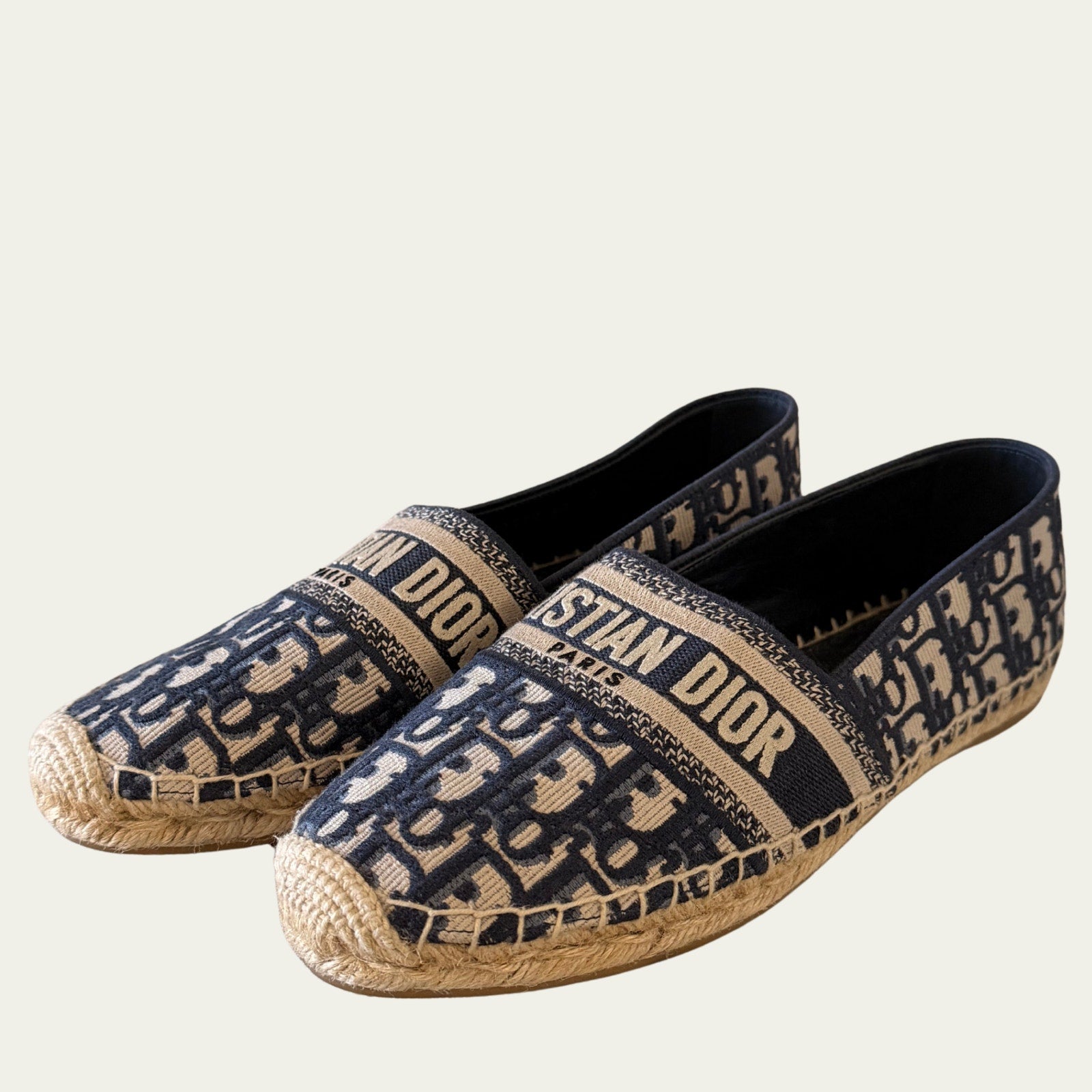 CHRISTIAN DIOR Granville Espadrilles sz 41 Blue Oblique Motif Jacquard Shoes