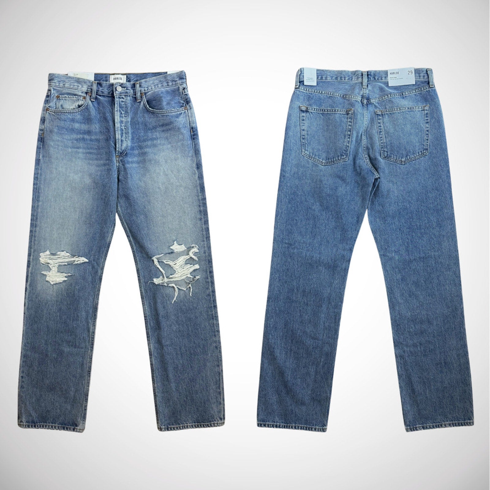 NWT Agolde Kelly Jeans sz 29 | Blue Distressed High-rise Straight Leg Denim