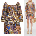 NWT Farm Rio Hearts Ikat Cream Long Sleeve Dress sz Small Balloon Bubble Sleeve