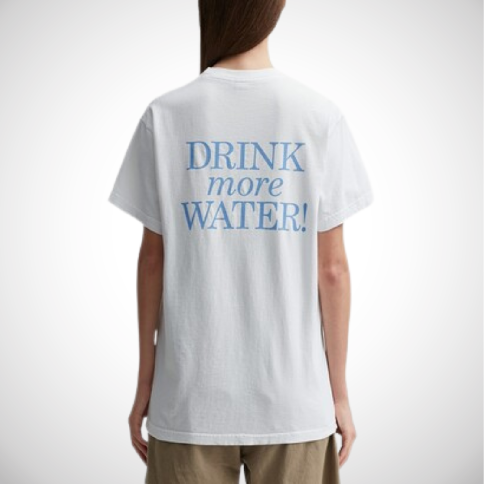SPORTY & RICH Drink More Water Tee 100% Cotton T-Shirt White Blue Logo sz Large