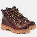 PRADA St. Moritz Leather Lace-Up Combat Hiking Boots Cognac size EU 41 US 11