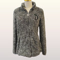 NEW Disneyland Zip-Up Jacket Women's Size Large Gray Fleece Sherpa Disney Parks