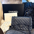CHANEL 15C Classic Quilted Caviar Flap Bag Ruthenium Hardware Charcoal Leather