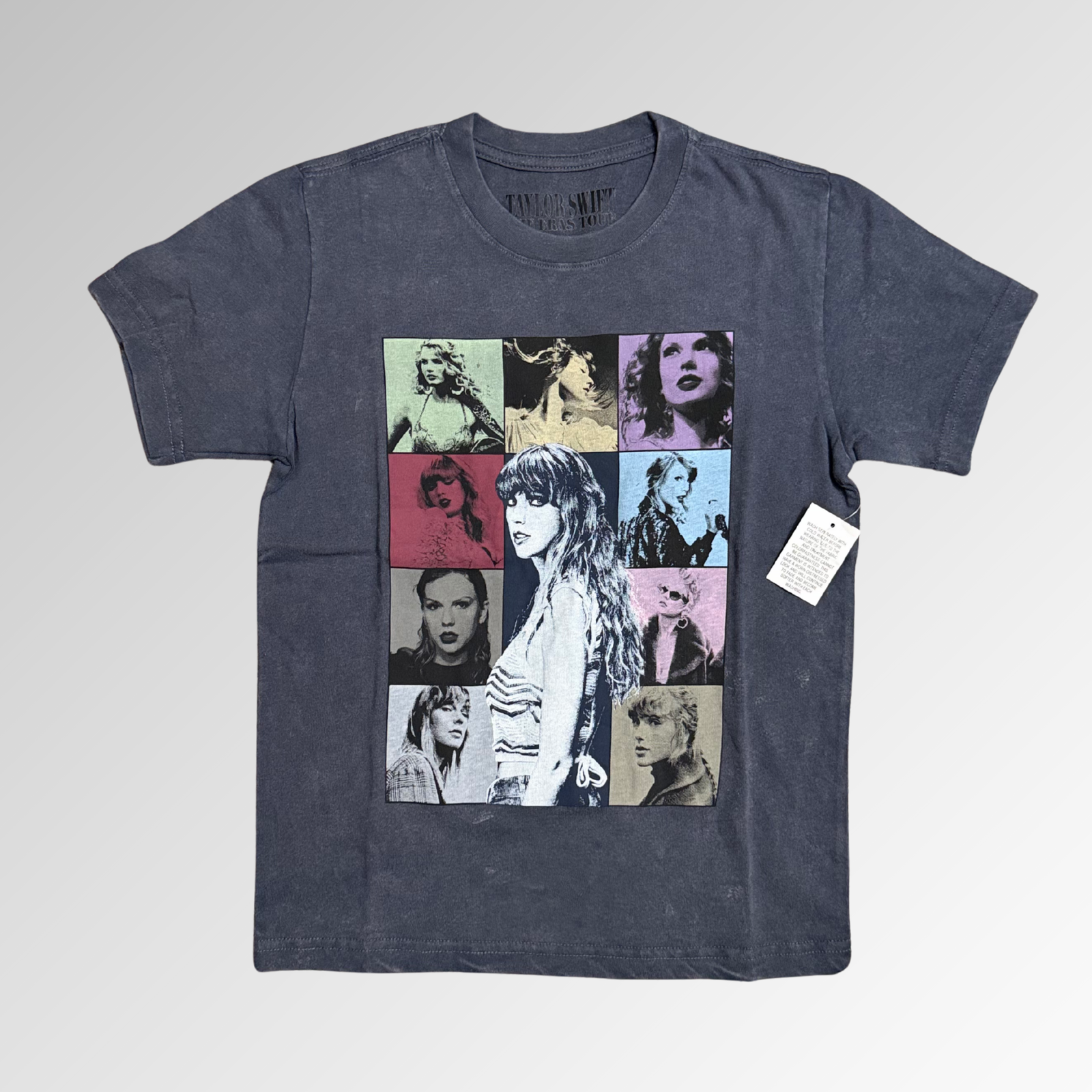 Taylor Swift THE ERAS TOUR Mineral Wash Gray T-Shirt size Youth Small XS NWT Tee