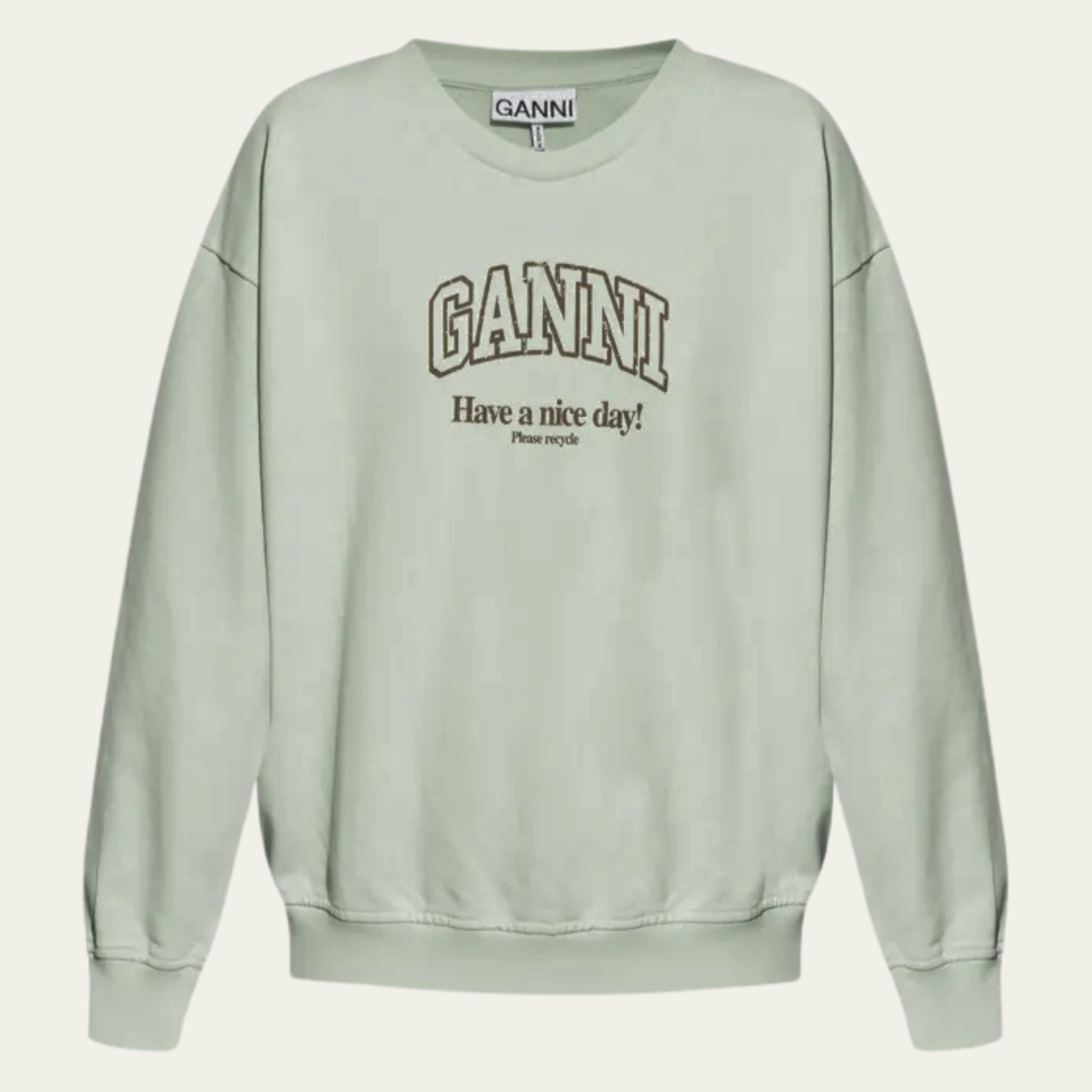 New GANNI LOGO SWEATSHIRT sz Large L / XL 100% Cotton Sustainable