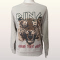 ANINE BING MUSE Tiger Graphic Sweatshirt Bone Tan sz Small 100% Cotton Pullover