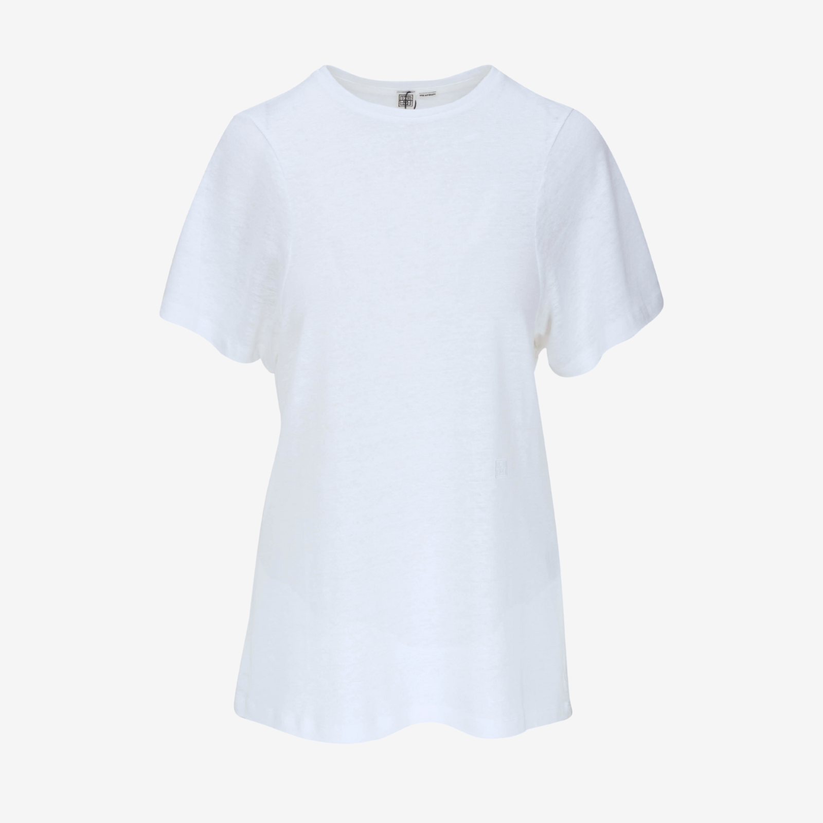 Toteme Curved Seam Linen Tee Women's size XS White Minimalist Old Money Preppy
