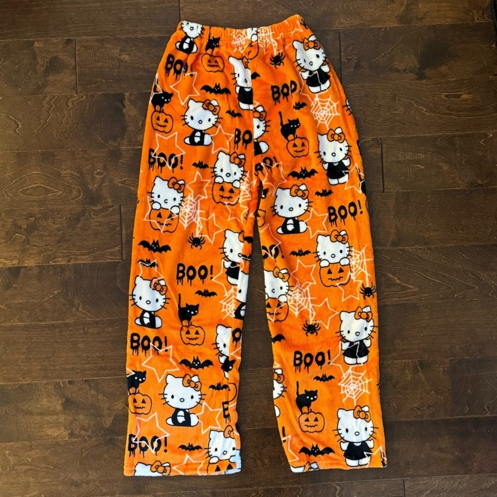 NEW Hello Kitty Halloween Orange Fleece Pajama Pants
