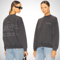 New ANINE BING 'Jaci' Sweatshirt w/ Sin Lyrics | Washed Black | size Large