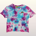 Aviator Nation Tie Dye Rainbow Boxy Tee size Small Pink Blue Purple Cropped