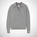 NWT KHAITE Jo Grey Cashmere Long Sleeve Polo Neck Sweater Size Large