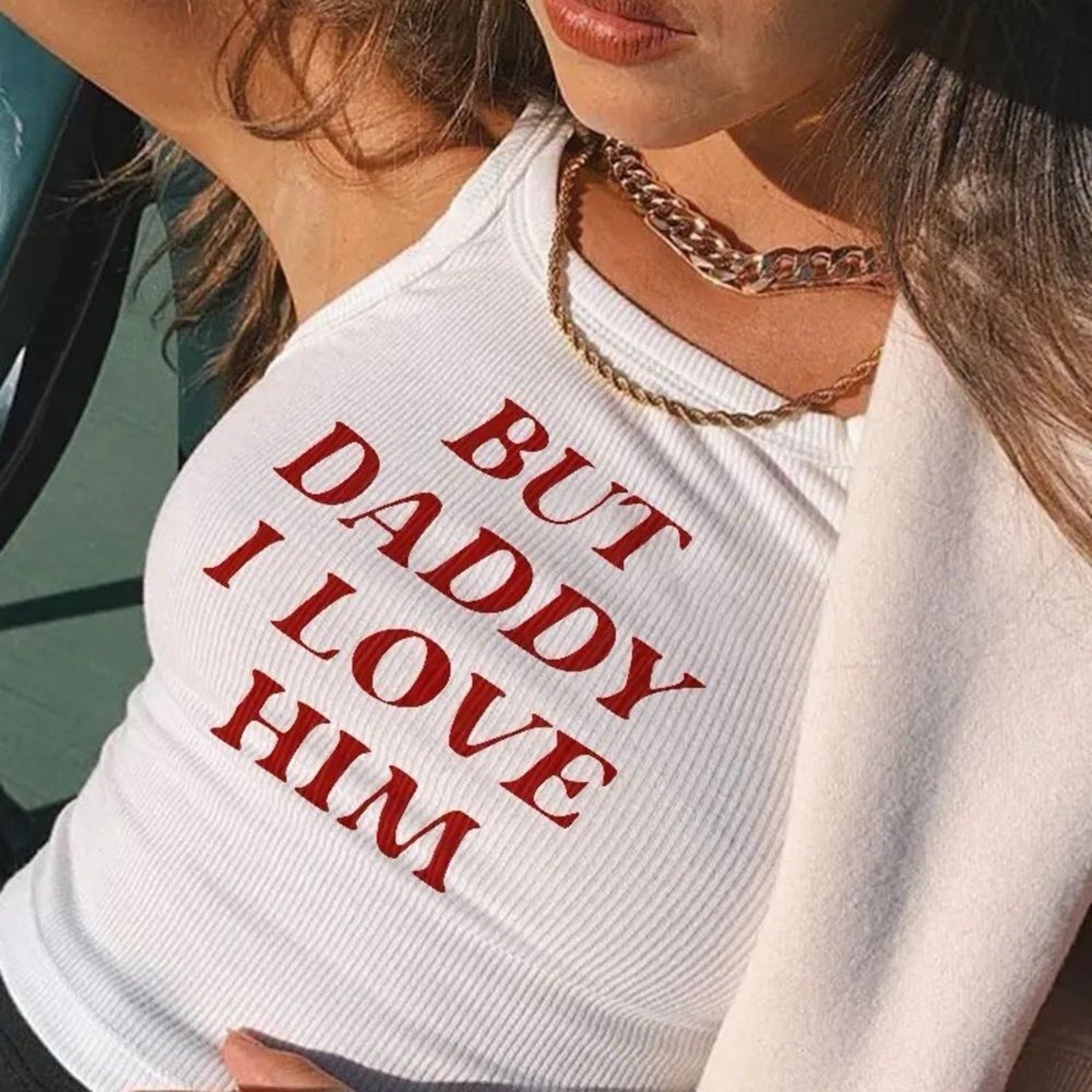 TAYLOR SWIFT But Daddy I Love Him Tank Top size Medium TTPD White Eras Tour