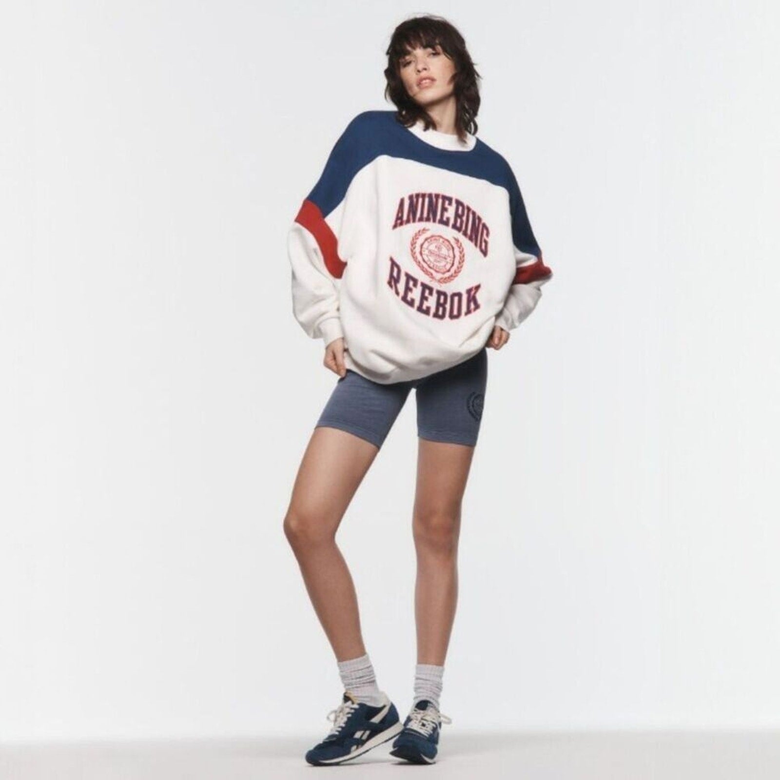 NWT Reebok x ANINE BING Oversized Varsity Logo Sweatshirt Size Large