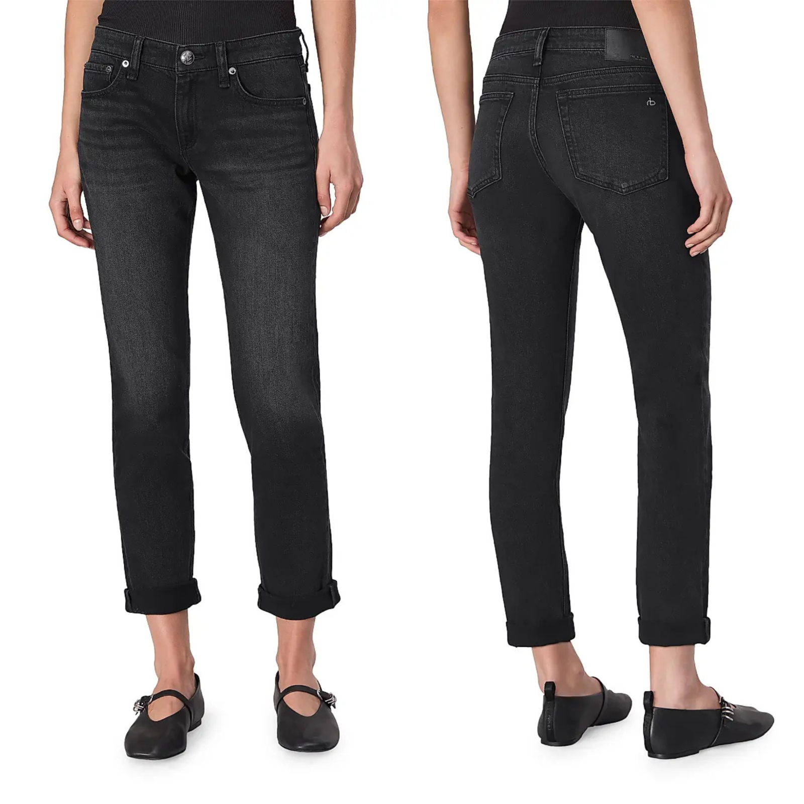 NWT Rag & Bone Jeans Womens 28 Dre Cornelia Black Baggy Boyfriend Low-Rise Denim