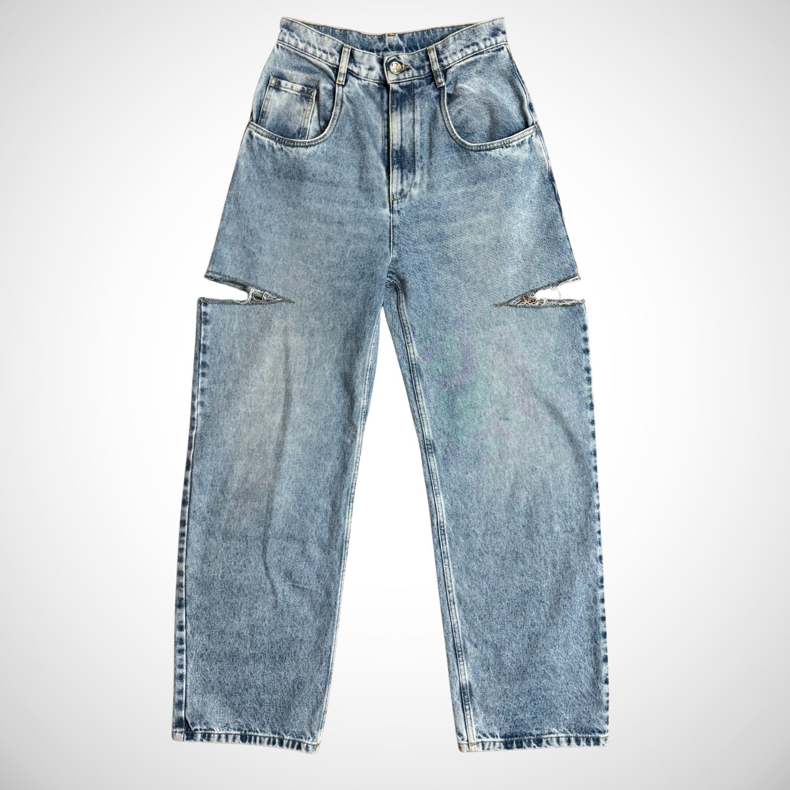 Maison Margiela Denim Jeans with Slash Details Womens IT 42 US 6 Wide Leg Blue