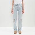 THE ROW Burty Distressed Straight Leg Distressed Boyfriend Bleached Denim Jeans