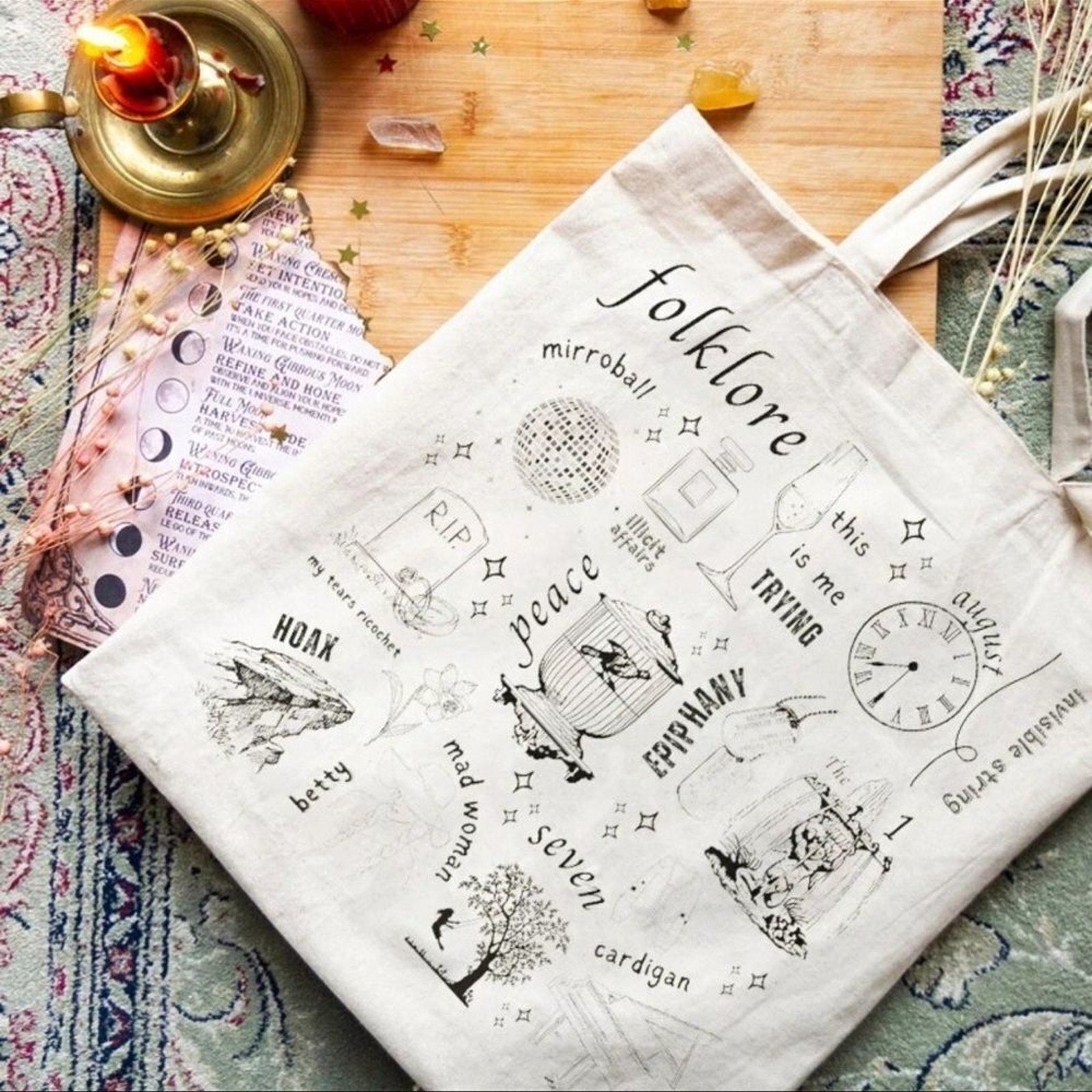 Folklore Themed Taylor Swift Canvas Tote Bag