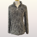 NEW Disneyland Zip-Up Jacket Women's Size XS Gray Fleece Sherpa Disney Parks