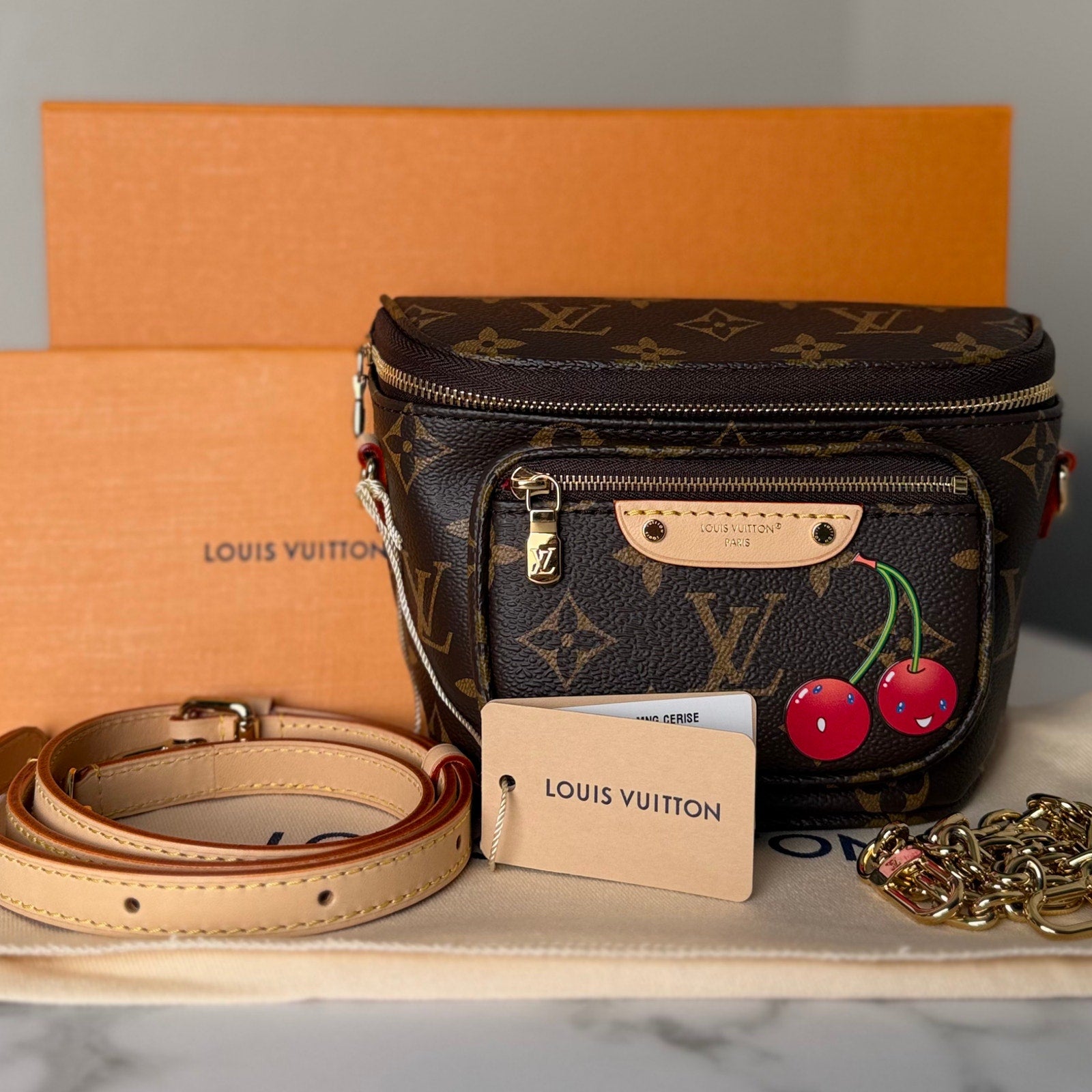 Louis Vuitton x Takashi Murakami 2025 MINI BUMBAG Cherry NWT Authentic M13449