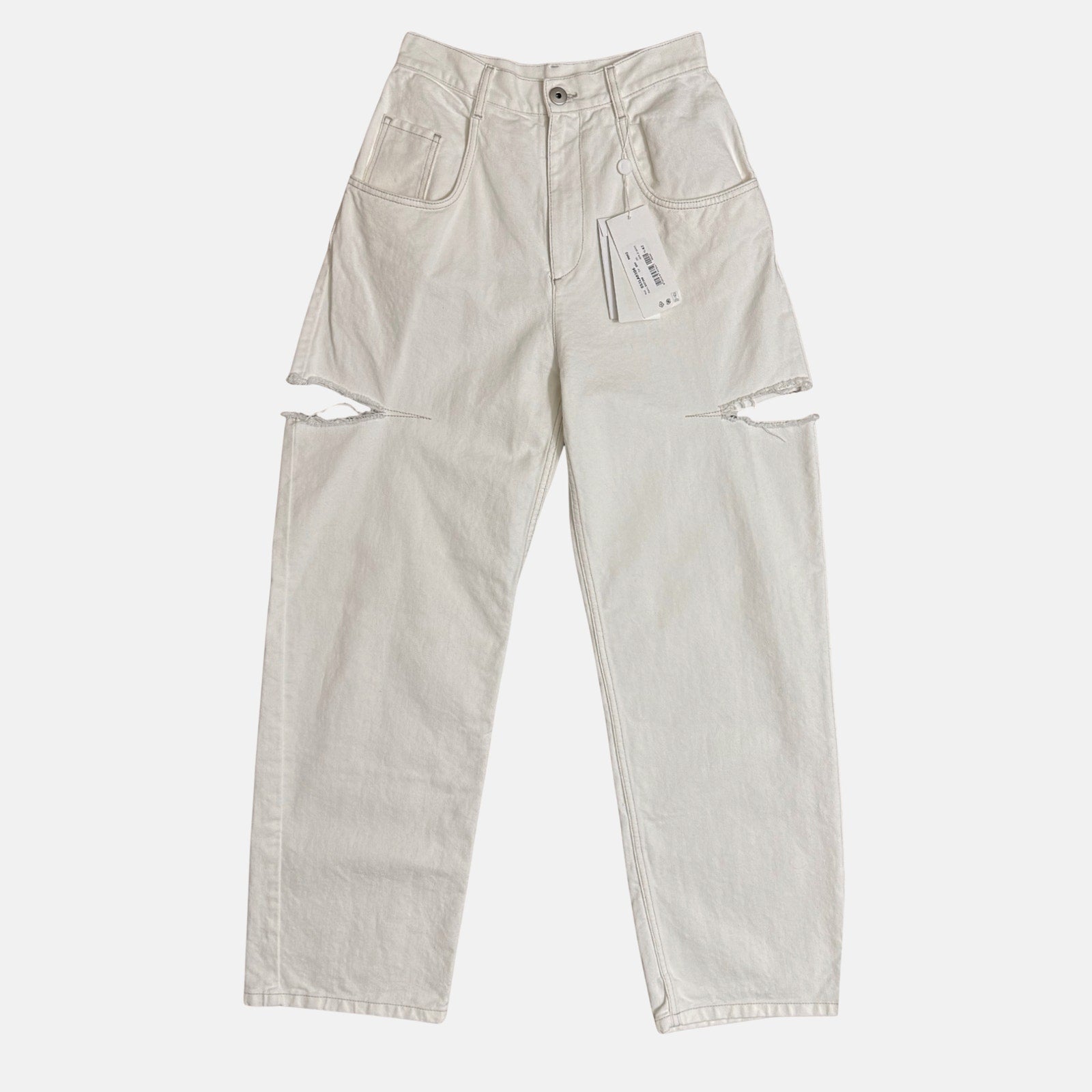 MAISON MARGIELA White Denim Jeans with Slash Detail size EU 42 Women's US 6 NWT