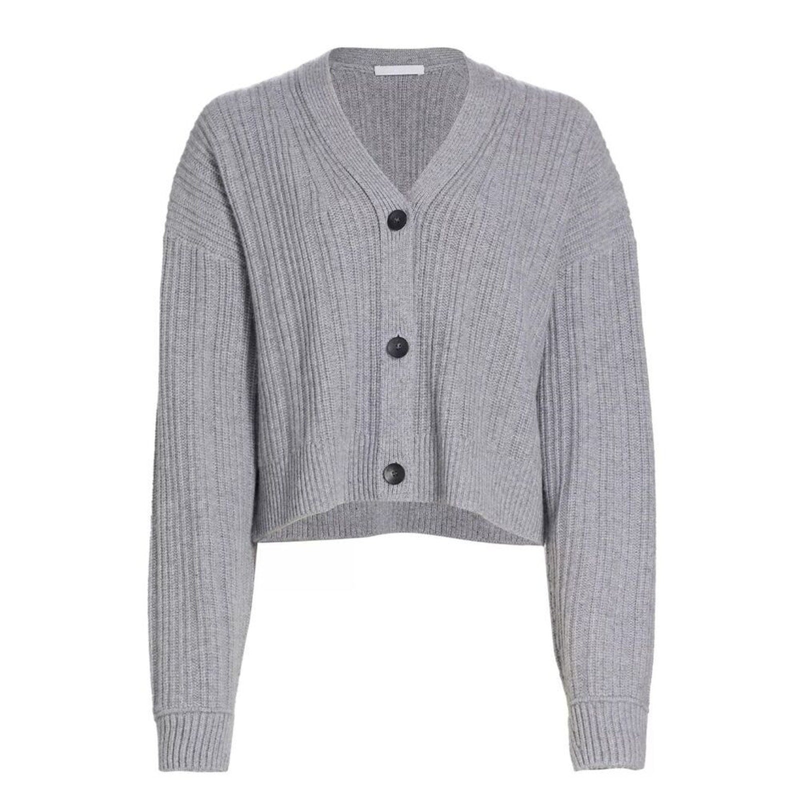 NWT HELMUT LANG Boxy Cardigan Wool Cashmere Blend Gray Sweater Small