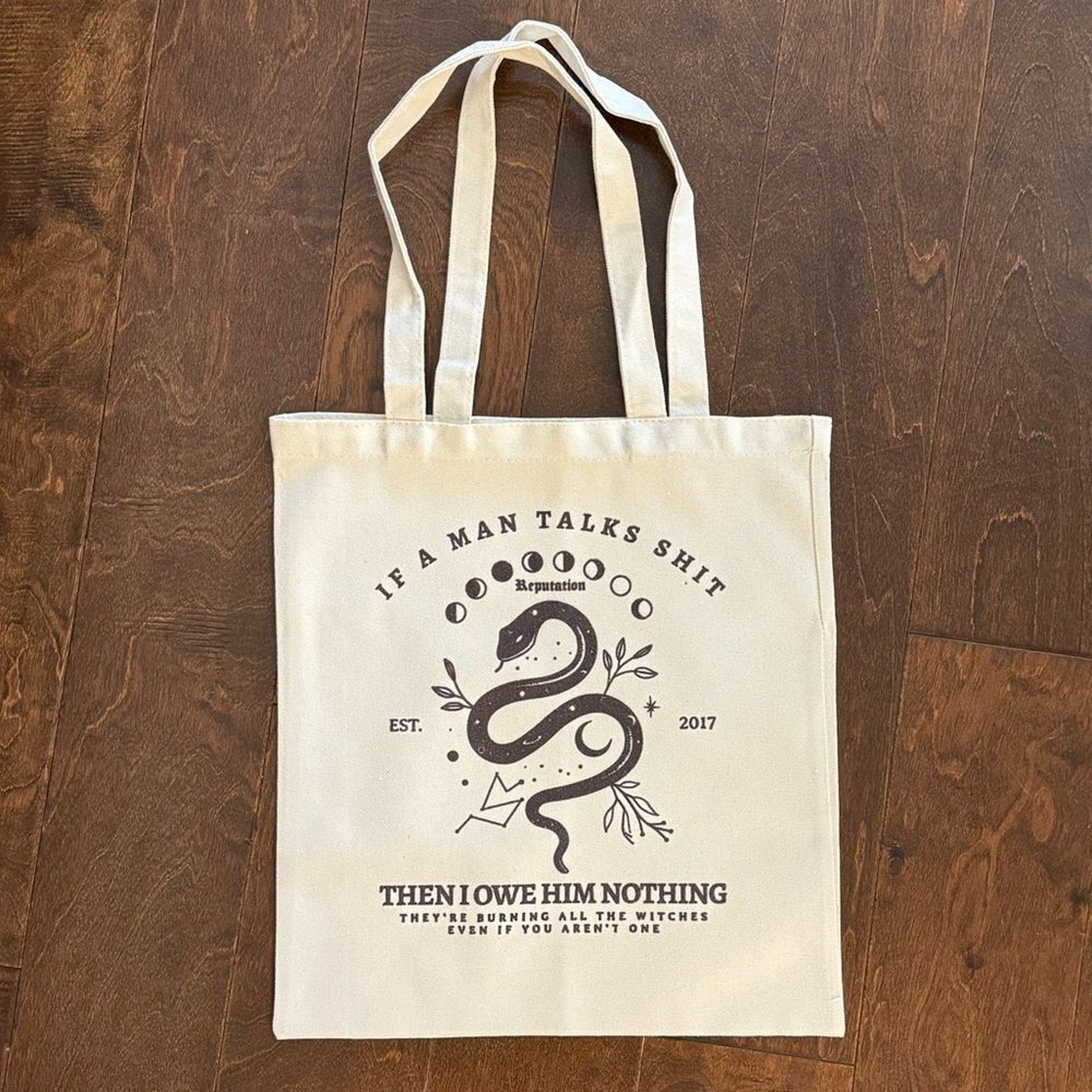 NEW Taylor Swift REPUTATION Canvas Tote Bag I Did Something Bad Snake