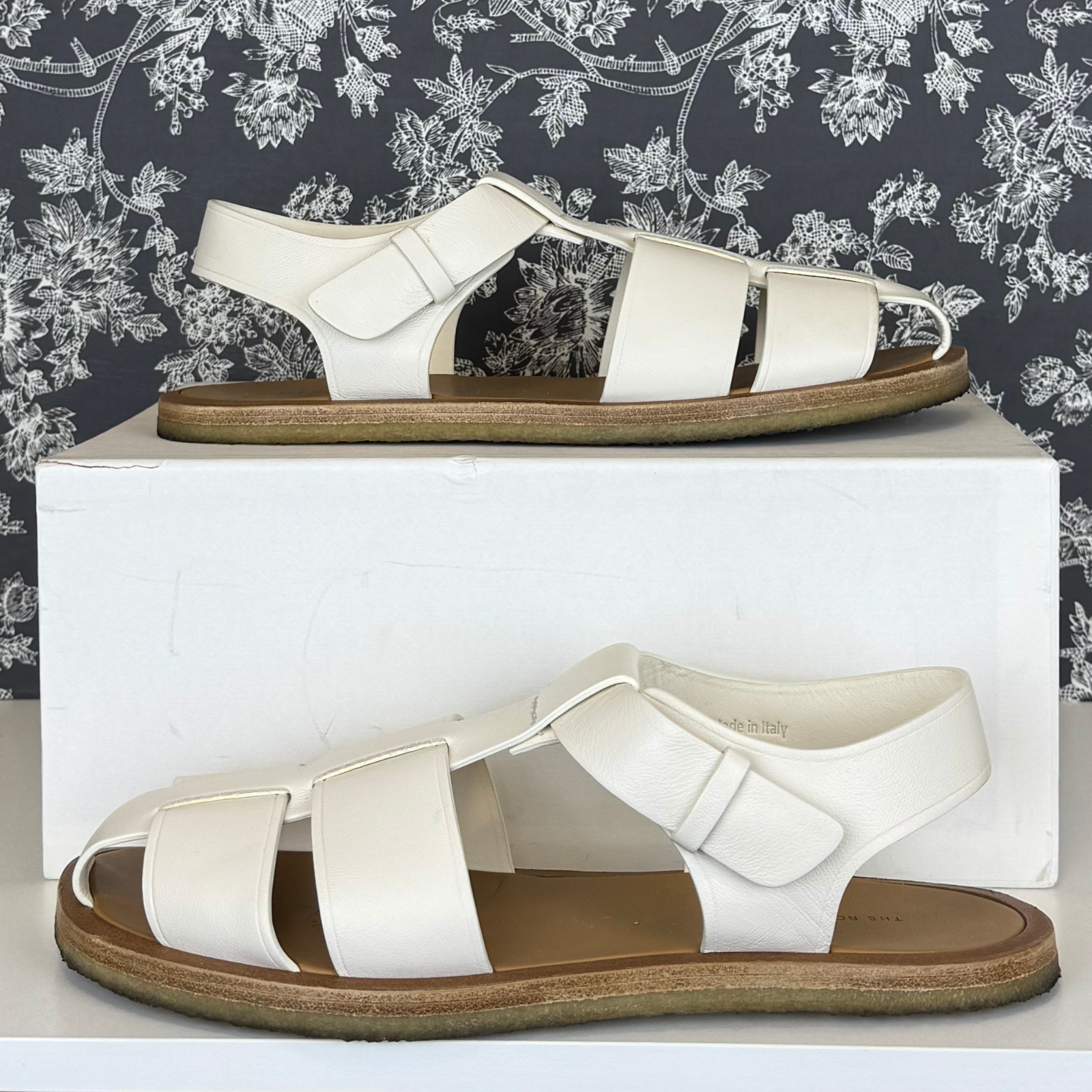 THE ROW Fisherman Ivory Crepe Woven Sporty Leather Sandals EU41/US11 w/Box