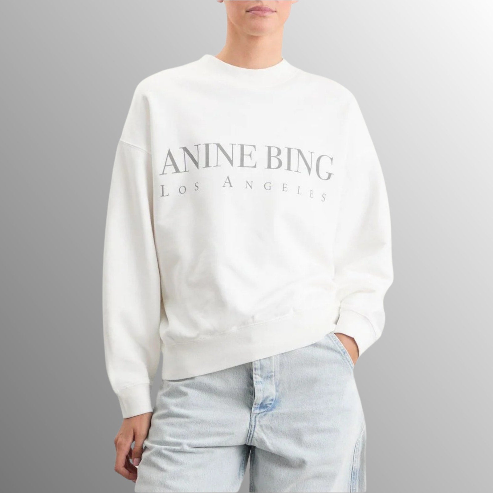 ANINE BING Jaci Los Angeles Sweatshirt Women's sz Medium White 100% Cotton