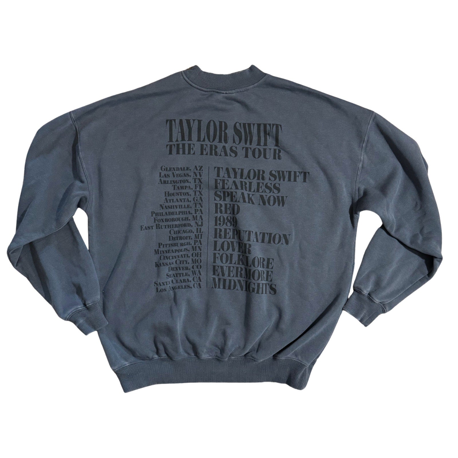 NEW Taylor Swift The Eras Tour Blue Crewneck Sweatshirt size Small 2023 *Flaw