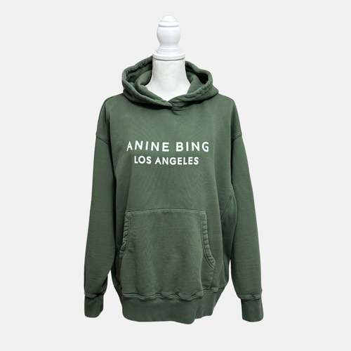 ANINE BING Alto Hoodie Green Oversized Pullover Women's Size Medium