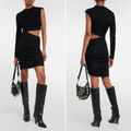 NWT $890 ISABEL MARANT 'Polly' Black Long Sleeve Cut Out Dress sz 38 Medium
