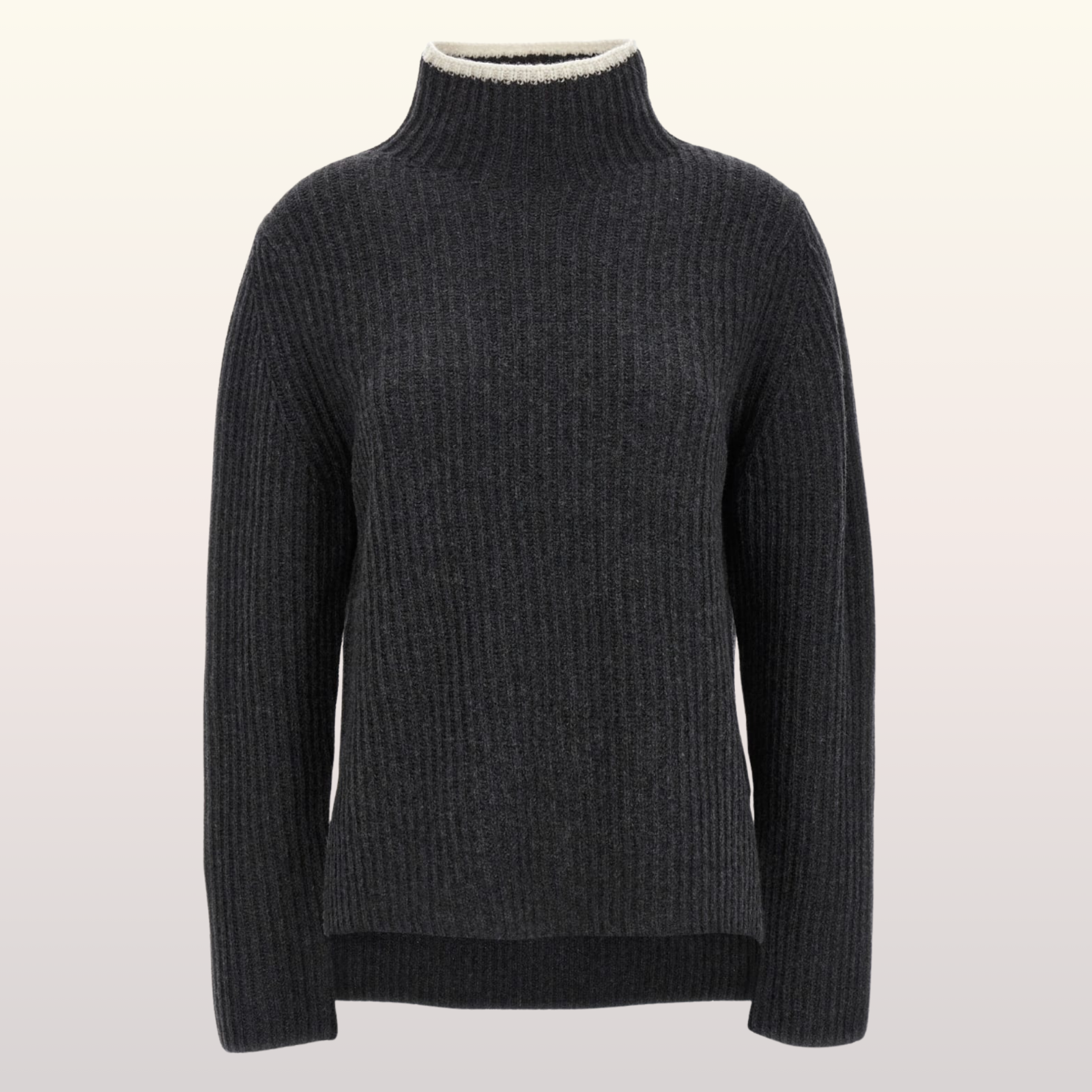 NWT Theory Karenia Turtleneck Sweater sz Medium Cashmere Charcoal Ivory $445